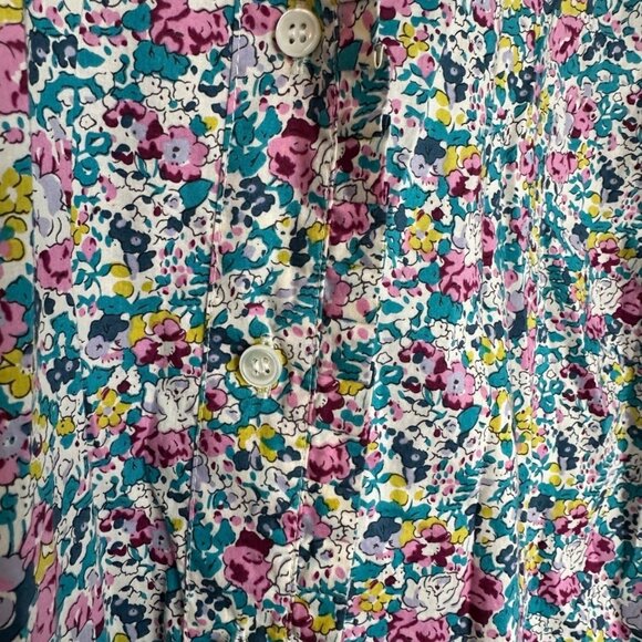 J crew Liberty Fabrics Womens 8 Ruffle Button-up Blouse Claire-Aude Floral - Picture 5 of 11